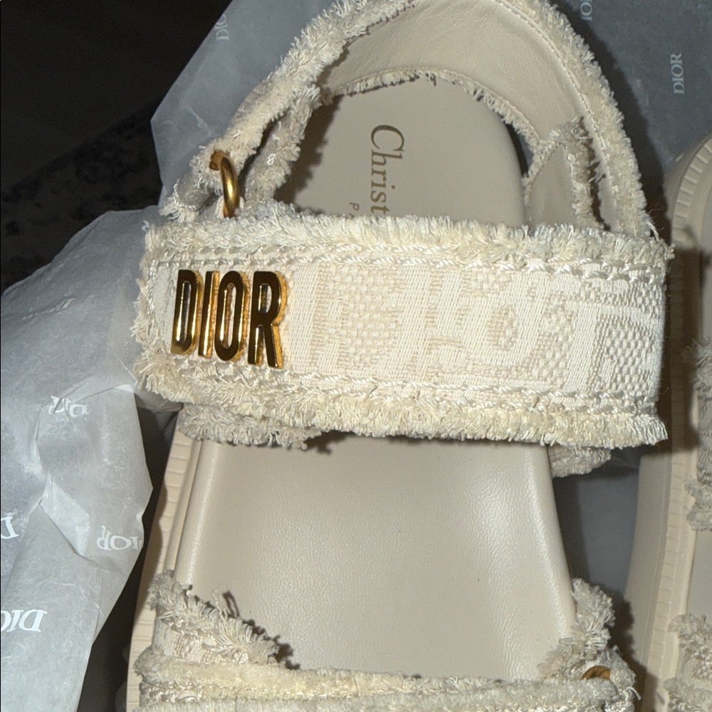 Dior Beige Textured Sandals - Picture 5 of 15